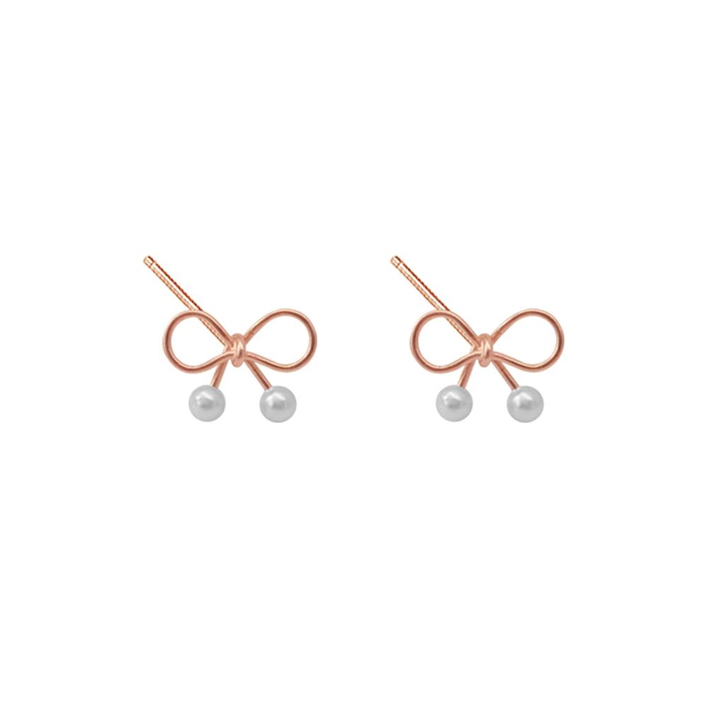 

Fashion Cute Alloy Small Bowknot Pearl Ear Studs Earrings Women Jewelry, Gold, 501 Original