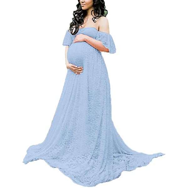 Photography Props Floral Lace Dress Fancy Pregnancy Gown for Baby Shower Photo Shoot