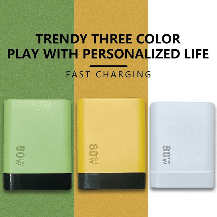 3 in 1 GaN Charger,Scalable 80W MAX fast charger module with Type-C cable and 2 USB ports