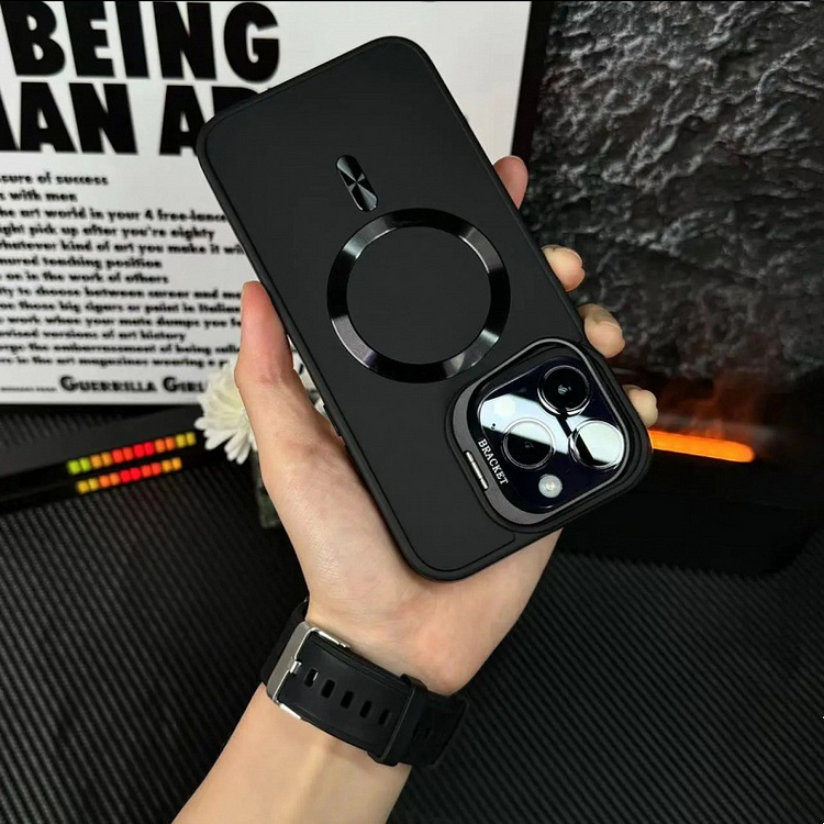 Camera Bracket Matte Solid Color Case for iPhone