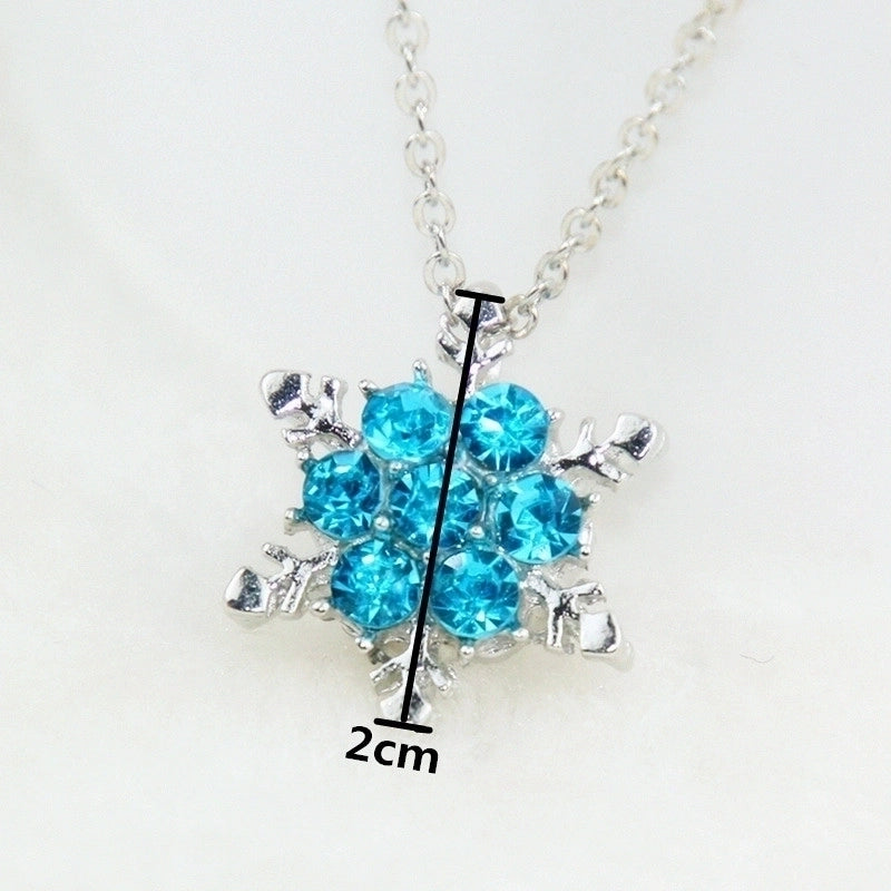 Christmas Series Korean Style Trendy Snowflake Full Zircon Pendant Crystal Sparkling Necklace Factory Direct Sales