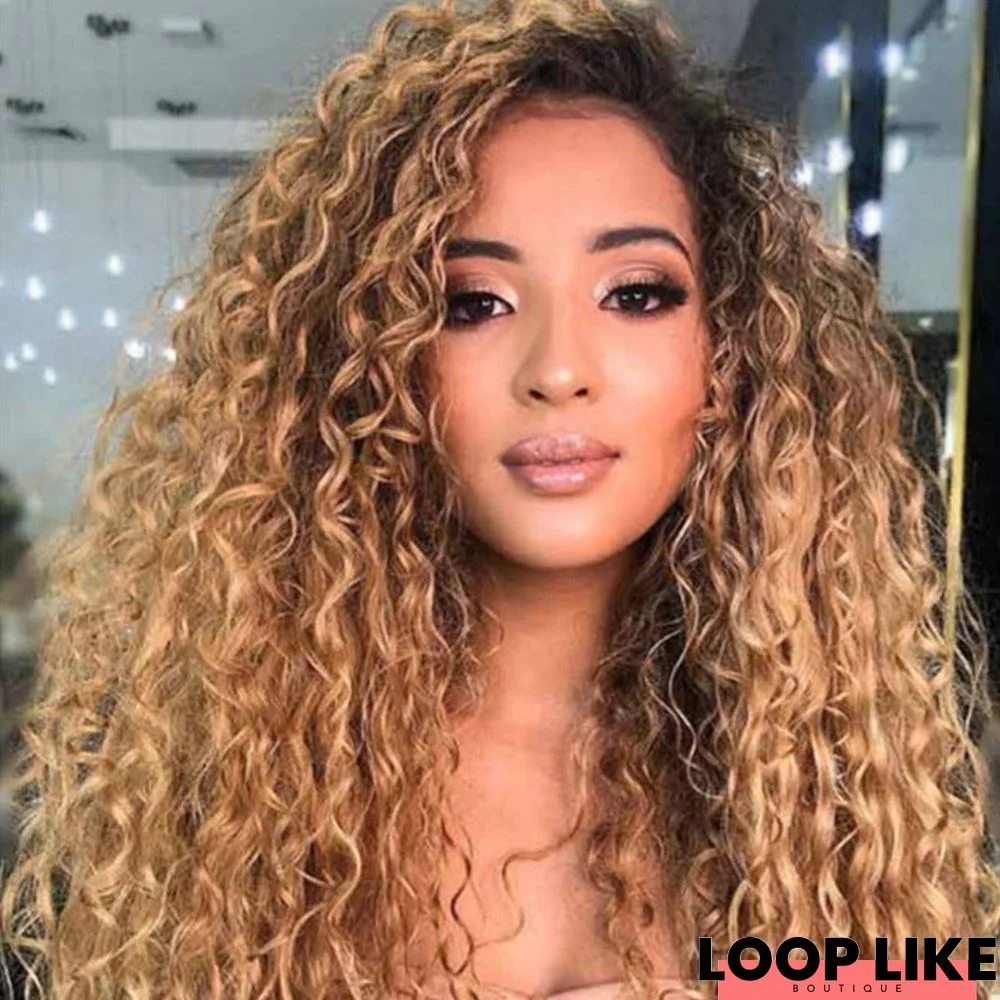 Long Curly Hair African Small Curly Hair Fiber Wig