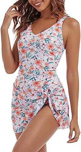 One Piece Tummy Control Swimdress for Women 