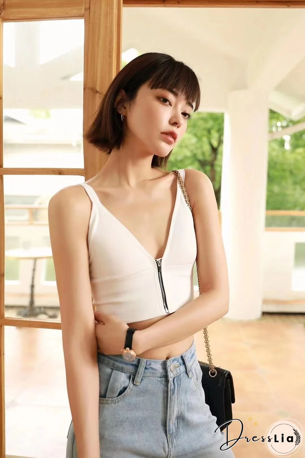 Front Zipper Crop Top Women Bralette Sports Tank Top Female Underwear Brassiere