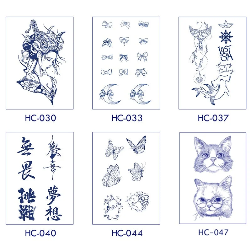 Flower Butterfly Animal Art Festival Comic Text Waterproof Full Body Arm Natural Temporary Tattoo For Men and Women