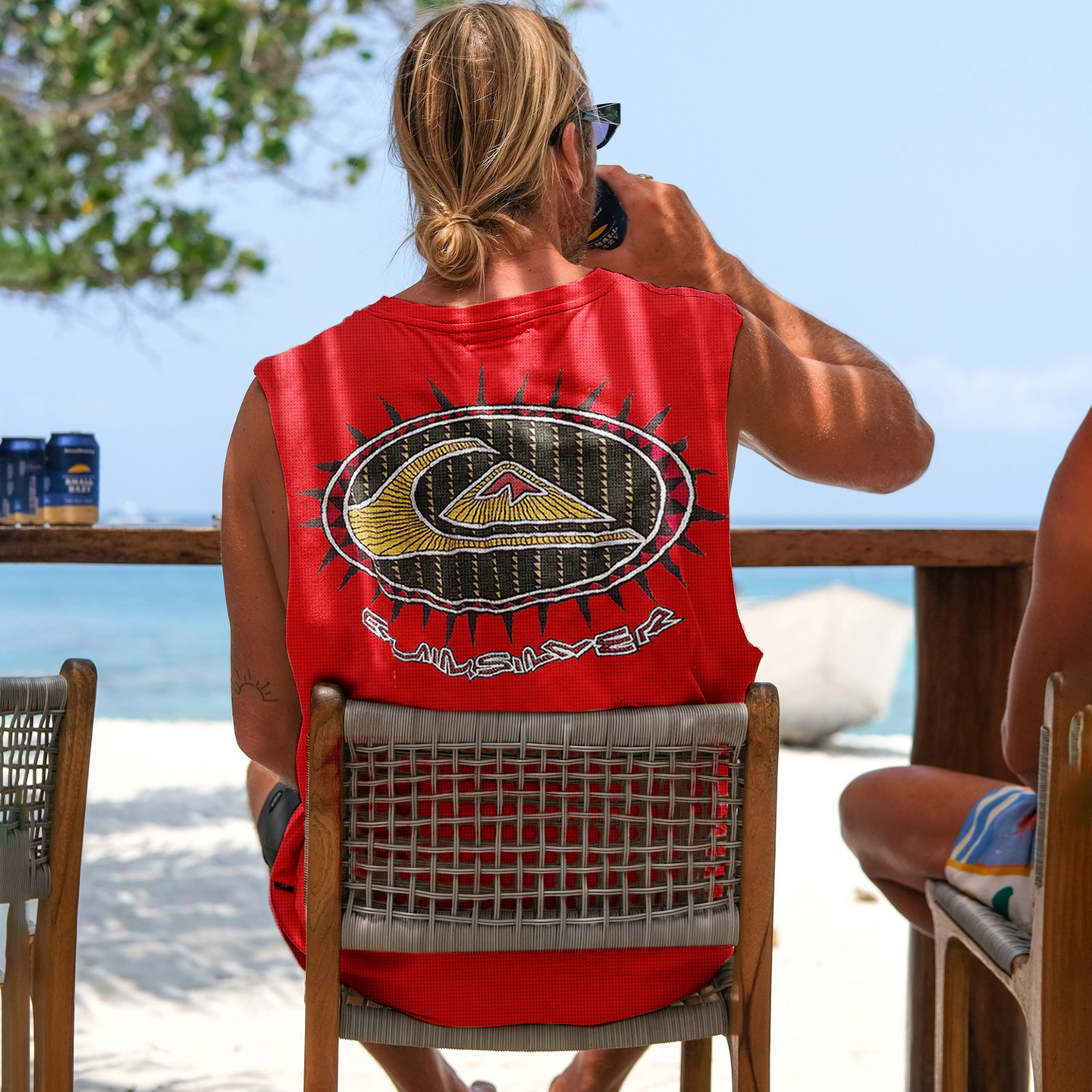Retro Unisex Oversized Mesh Sleeveless T-shirt Seaside Holiday Surfing Print Vest Quick-drying Vest / TECHWEAR CLUB / Techwear
