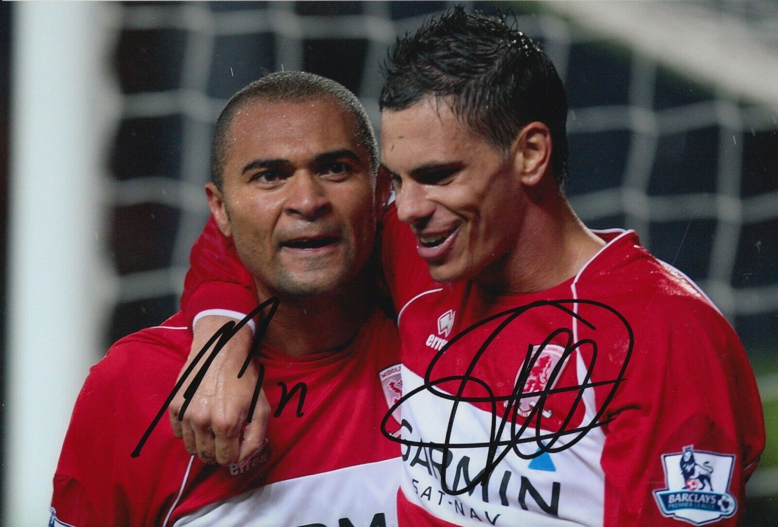 Alves and Aliadiere Hand Signed 12x8 Photo Poster painting - Middlesbrough Football Autograph 1.