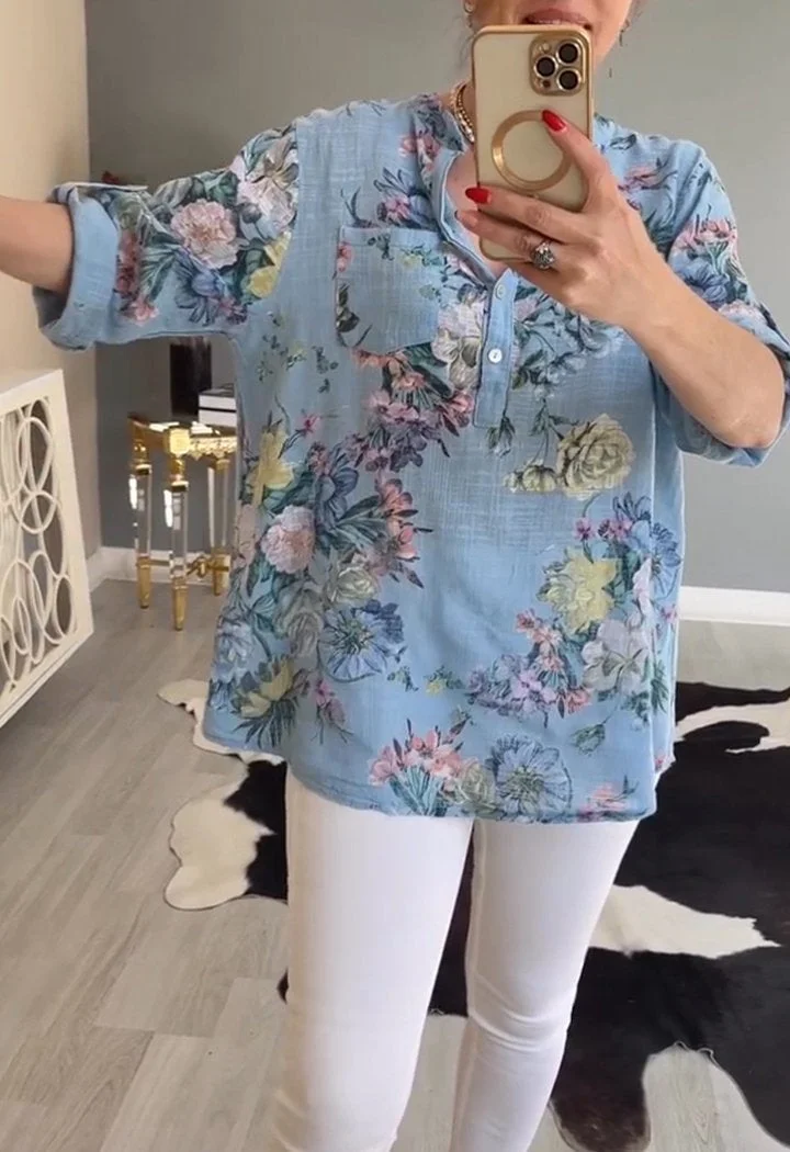 V-neck Printed Top