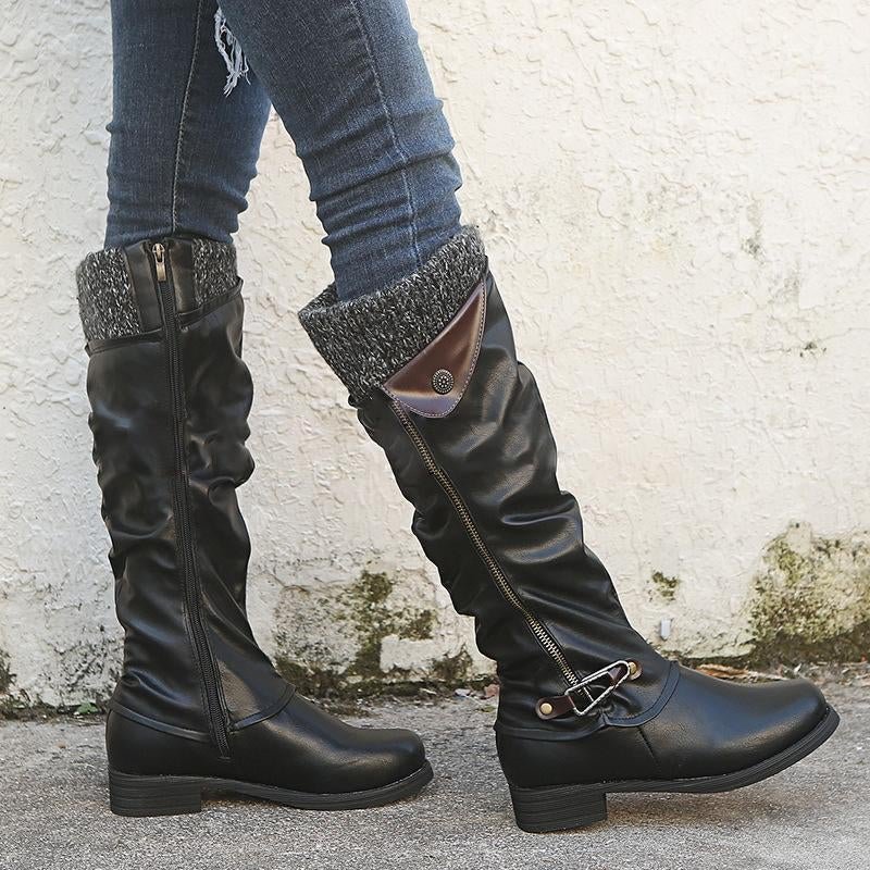 Fashion Round Toe Flat Knee High Boots | EGEMISS