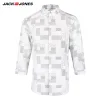 Jack & Jones Brand 2018 NEW COTTON punk style plaid male slim sailor collar three quarter sleeves casual shirts| 216231509