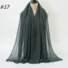 Pleated Linen Cotton Scarf Woolen Edge Women Hijab Shawl