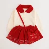 Kid Baby Girls Autumn College Knitted Sweater 3 Pcs Sets