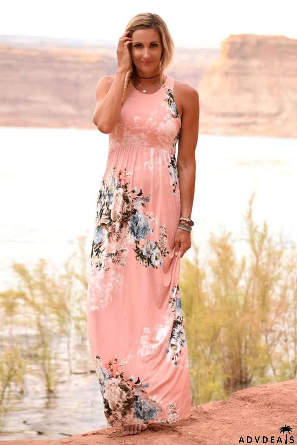 Floral High Waist Maxi Dress
