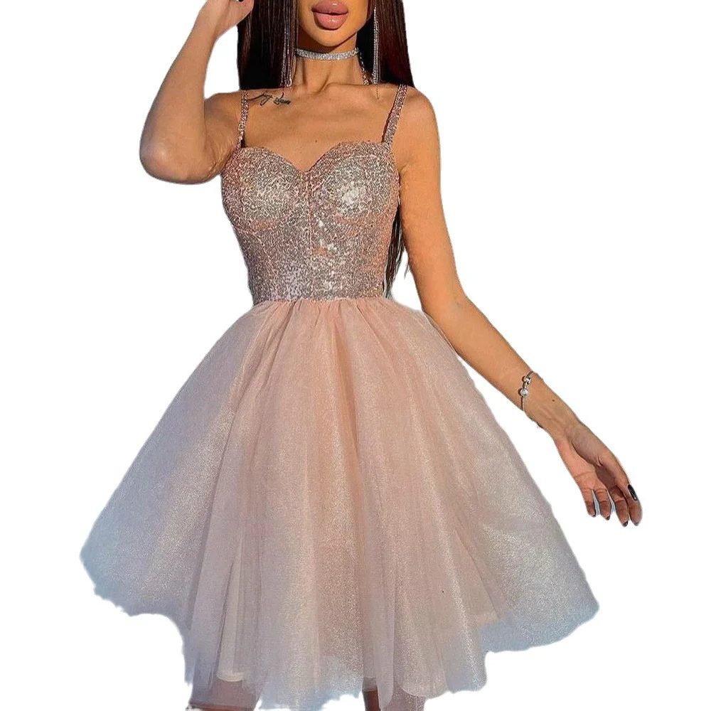 Uveng Uveng Evening Dress 2025 Winter New Heavy Industry Lied Pink Banquet Host Fashioned Dress