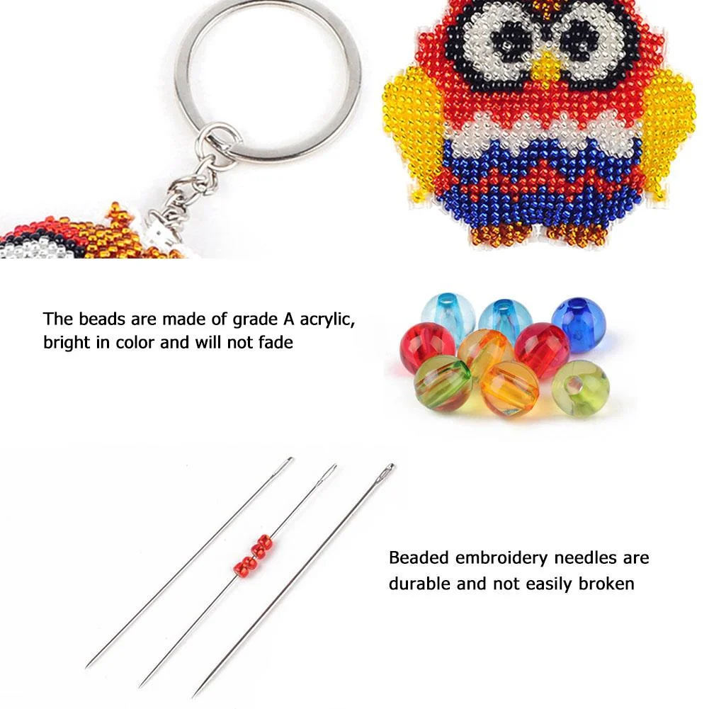 Stamped Beads Cross Stitch Keychain - Star