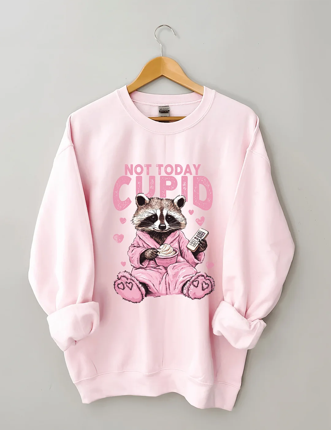 Not Today Cupid Snarky Raccoon Valentine's Day Sweatshirt