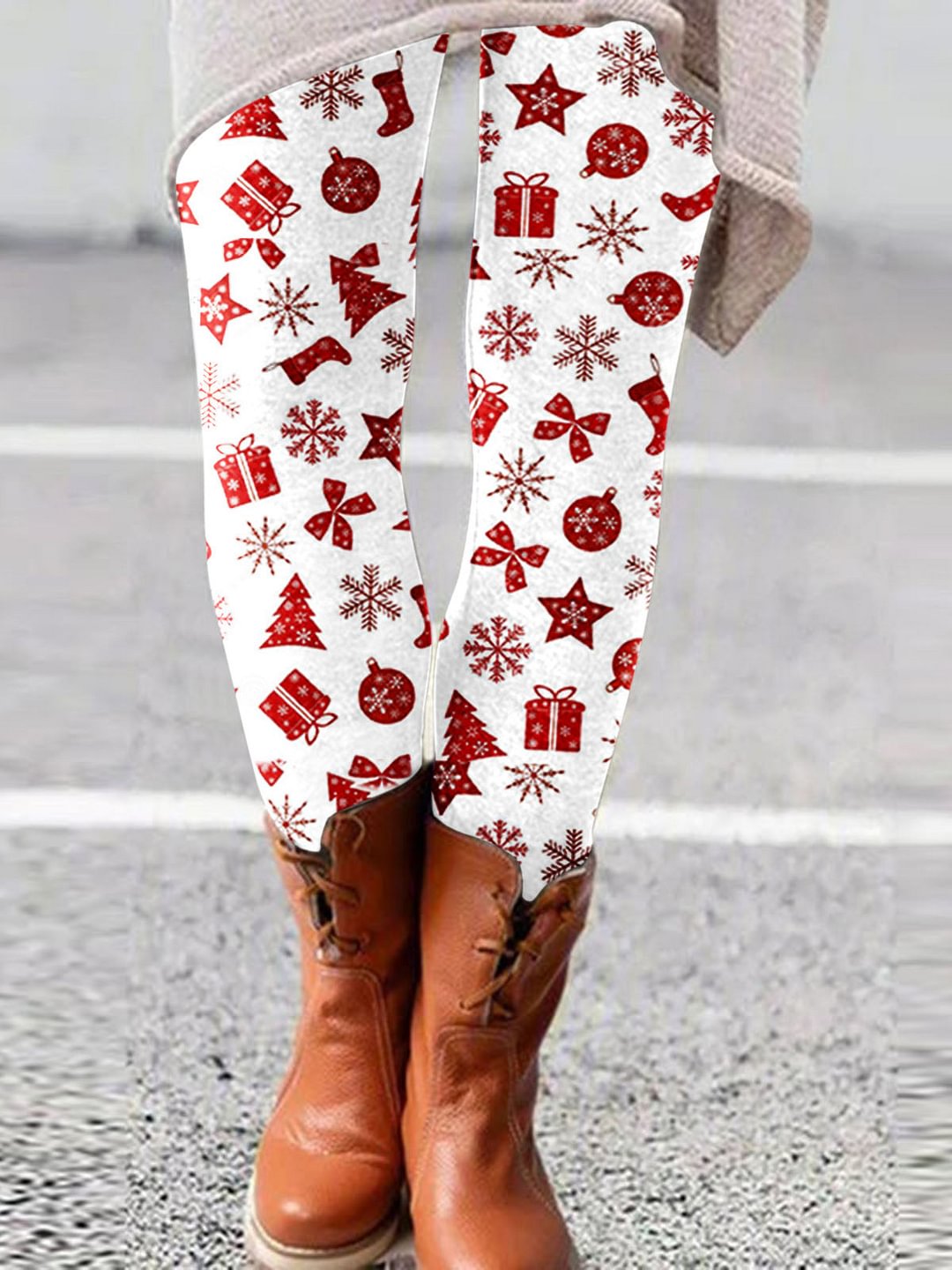 Christmas print fashion slim boots pants leggings