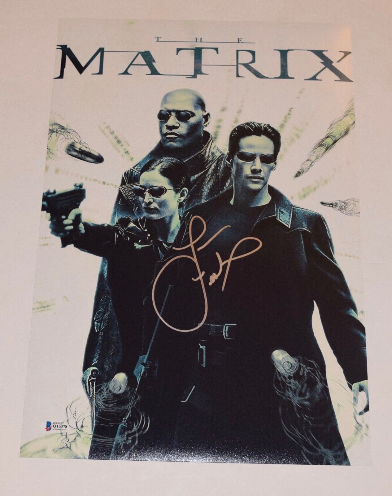 Laurence Fishburne Signed Autographed 12x18 Poster Photo Poster painting THE MATRIX Beckett COA