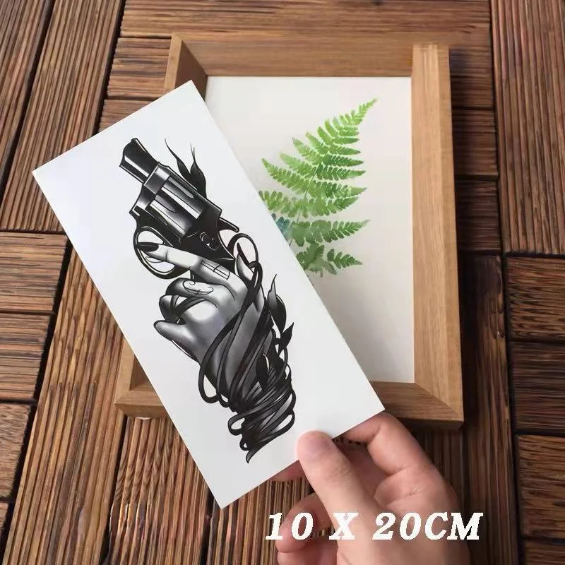 2021 Dark Style Gun Sexy Chest Temporary Tattoo Stickers Star Cross Full Body Waterproof Art Deco Men and Women Tattoo Stickers