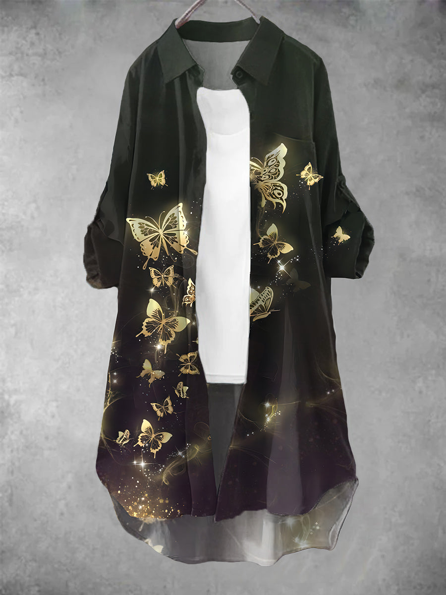 Women's Vintage Butterfly Art Print Casual Dress