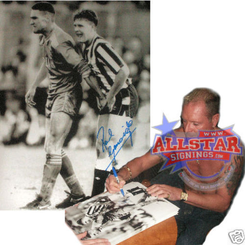 PAUL GASCOIGNE GAZZA SIGNED VINNY JONES 16x12