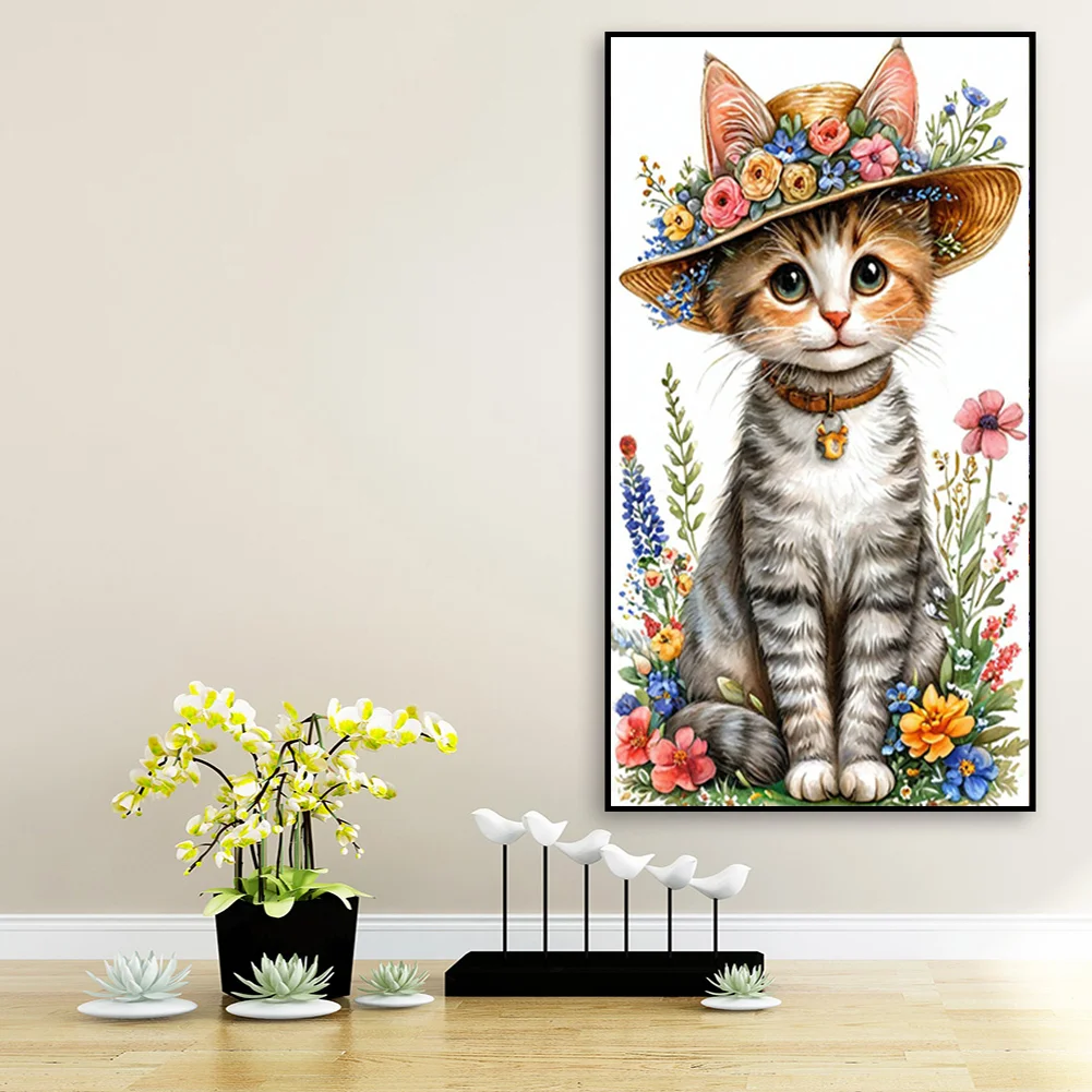 Diamond Painting - Full Round Drill - Flower Cat(Canvas|30*50cm)