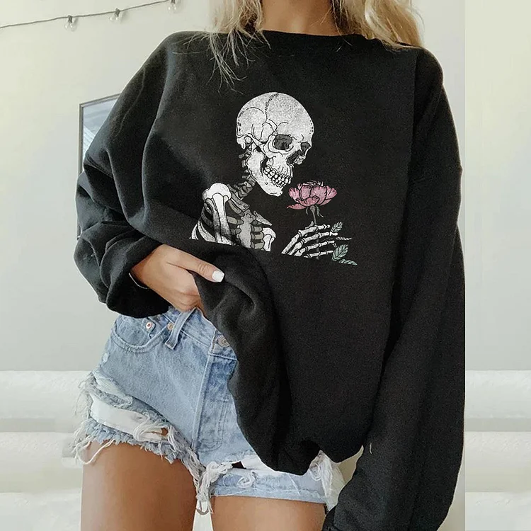 Skull Smell The Flowers Sweatshirt