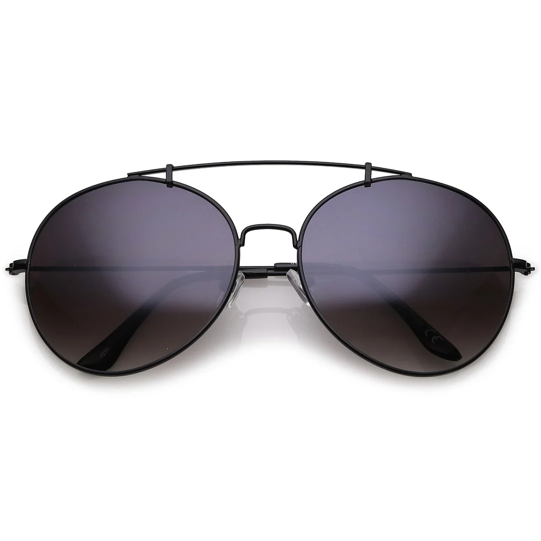 Classic Metal Aviator glasses Crossbar Slim Arms Round Lens 65mm