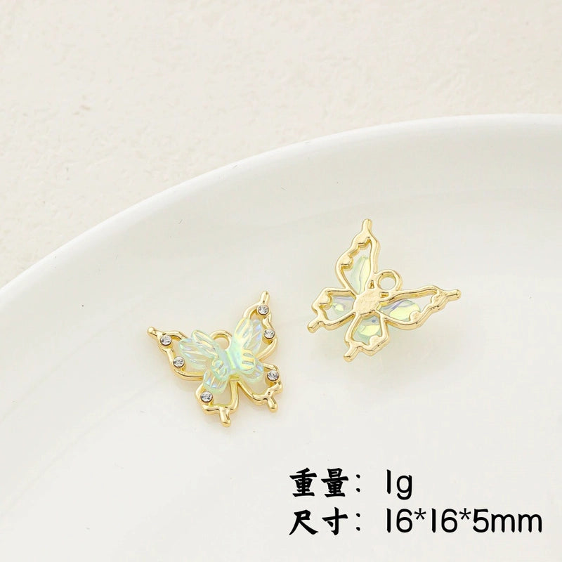 5 PCS/Package 20 * 23mm Alloy Artificial Pearls Rhinestones Flower Butterfly Pendant Jewelry Accessories