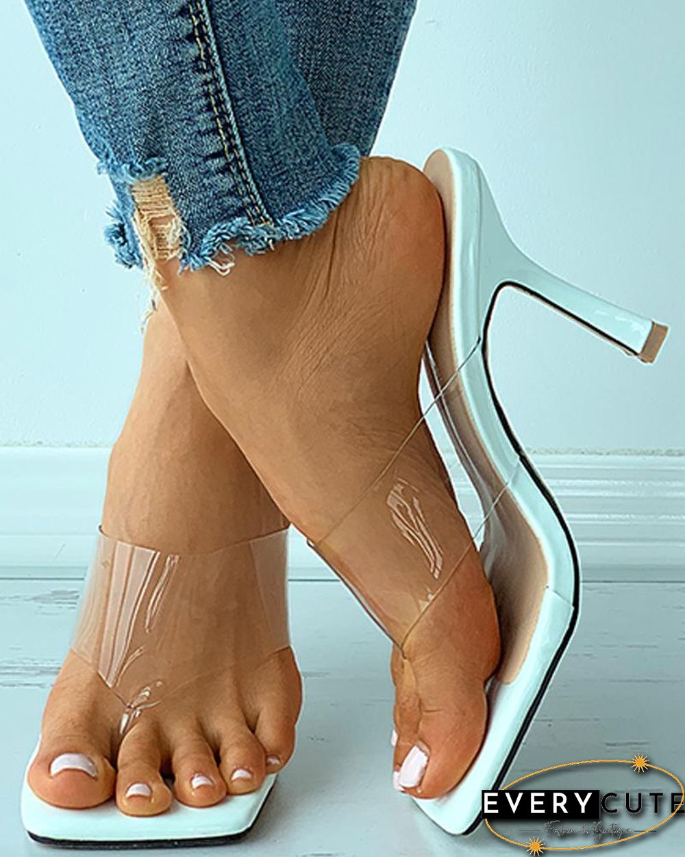 Toe Post Square Toe Stiletto Heels