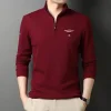 Embroidered Polo Shirt With Zipper Collar