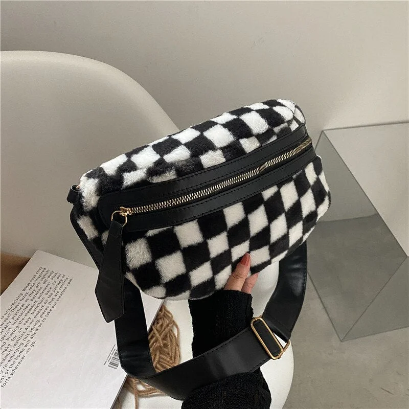 էѧӧܧ Plush soft Small High Quality Waist Bags for Women 2021winter hit  Crossbody Purses Chest Belt Handbags