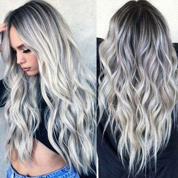 Zaesvini Hair® | Gray Wavy Hair Wig Heat Resistant Long Wigs For Women Girls Zaesvini