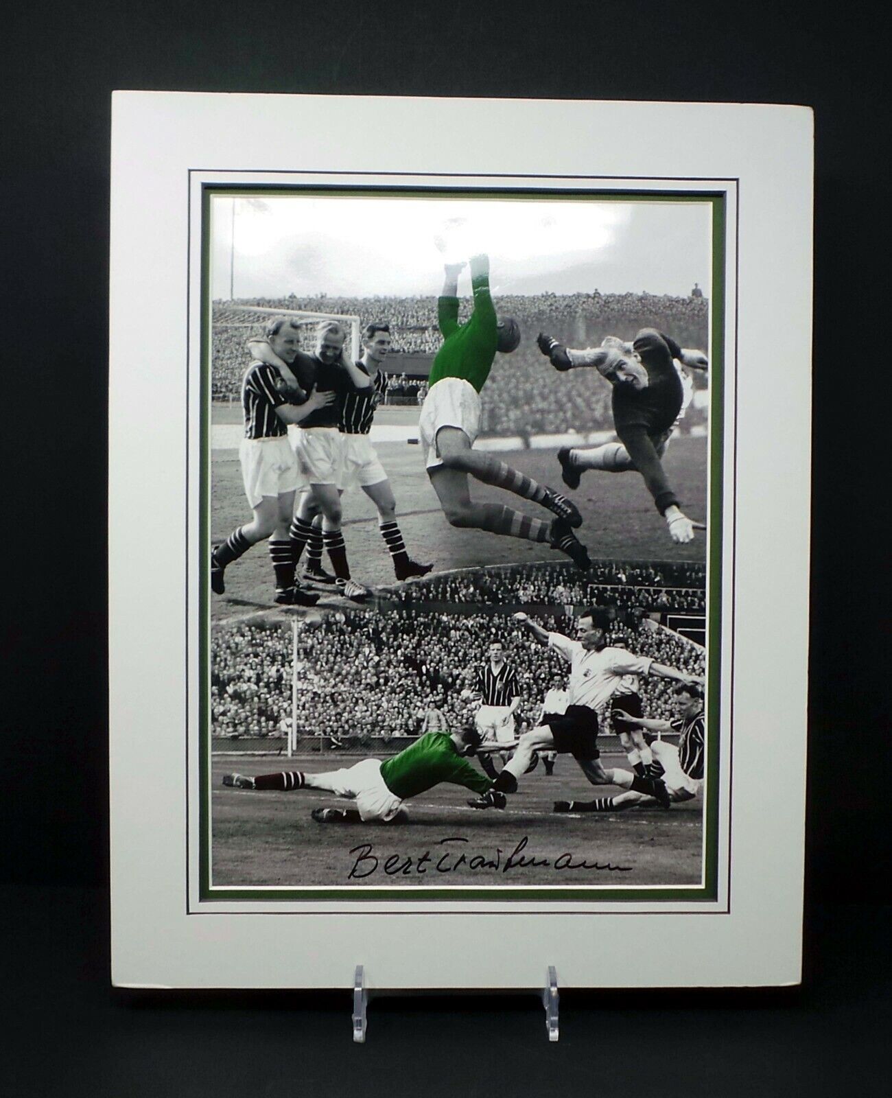 Bert TRAUTMANN Signed Man City Goalkeeper Mounted 16x12 Montage Photo Poster painting AFTAL COA