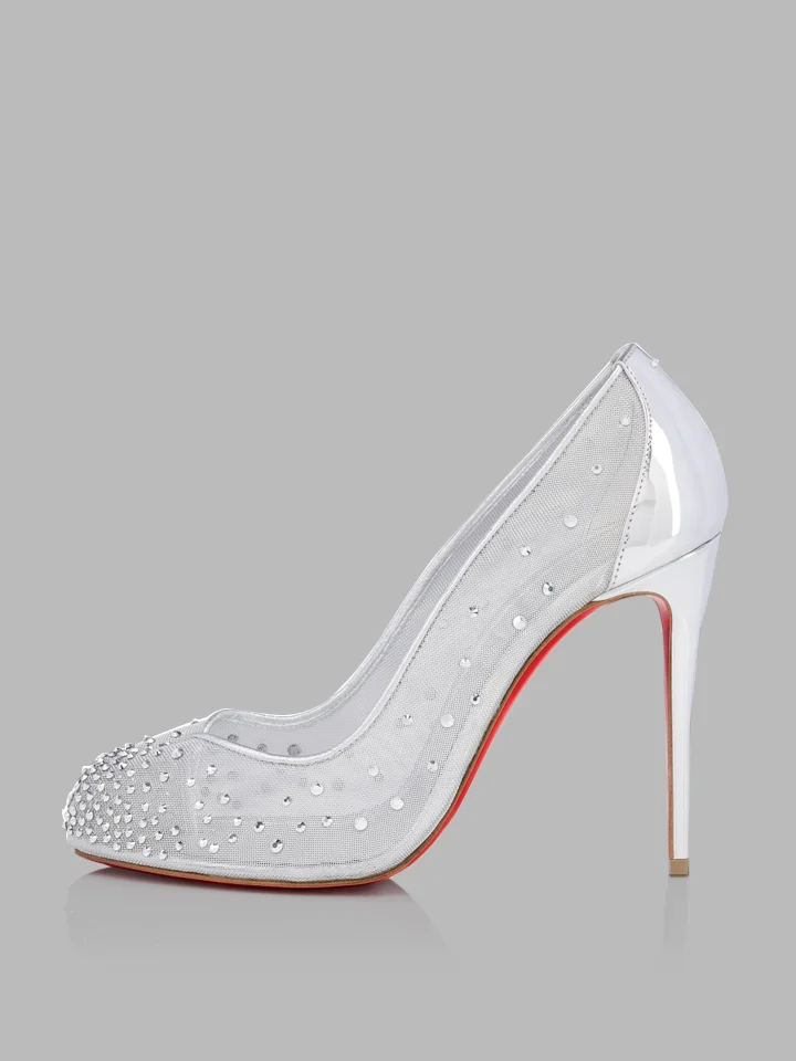 100mm Women's  Split Toe Pig's Hoof Horseshoes High heels Muslin Sparkling Diamond Red Bottom Pumps