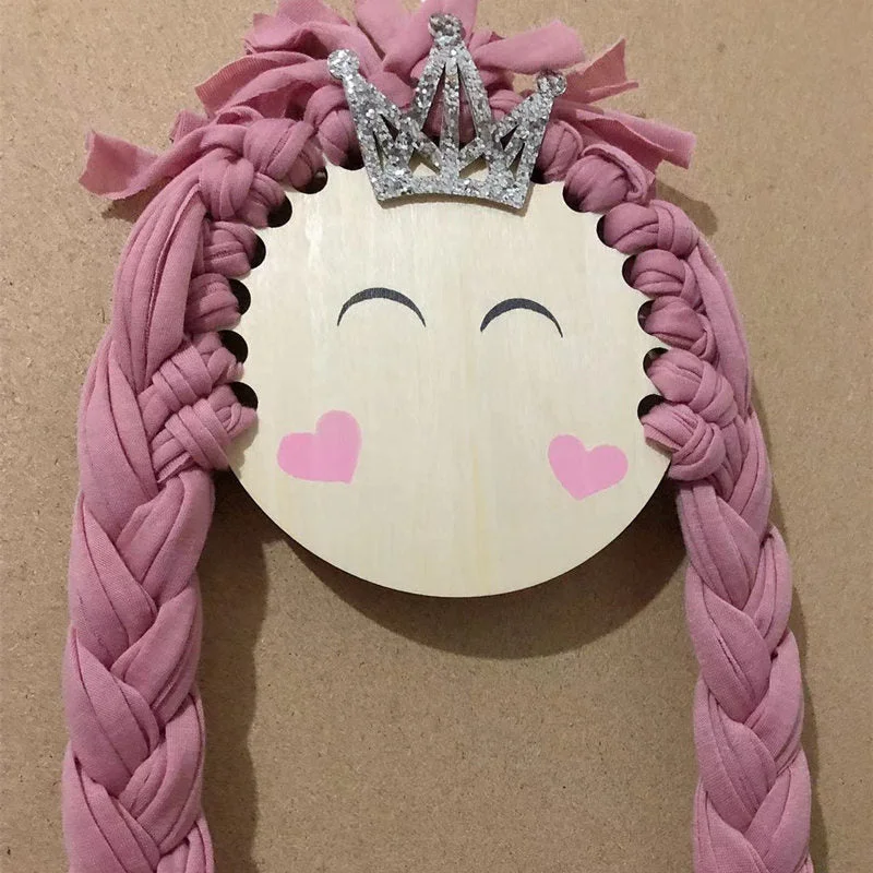 INS Nordic Braid Doll Baby Hair Clips Holder Prinecess Girls Hairpin Hairband Storage Pendants Jewelry Organizer Wall Ornaments