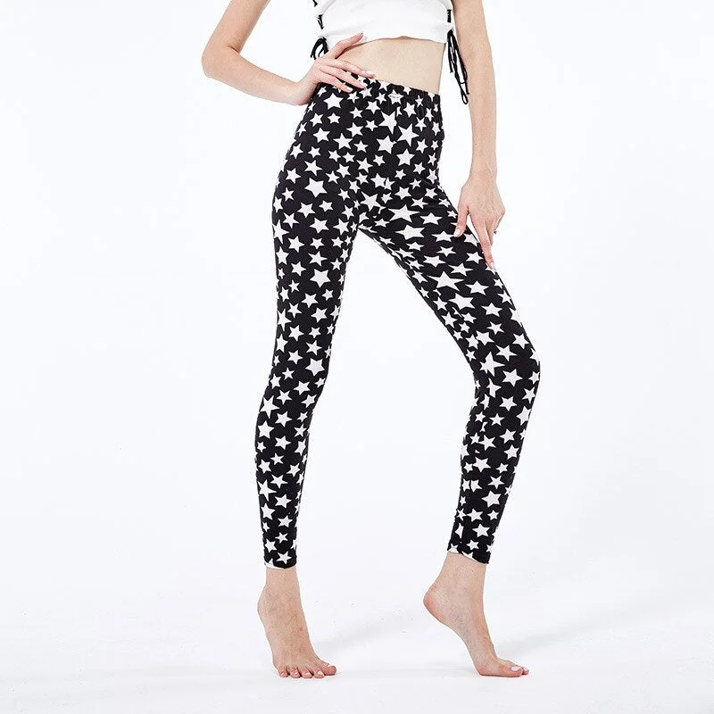 CUHAKCI Polyester High Quality Stretchy Workout Leggings Women Printed Outwear Running Leggins Ankle Length Leggings