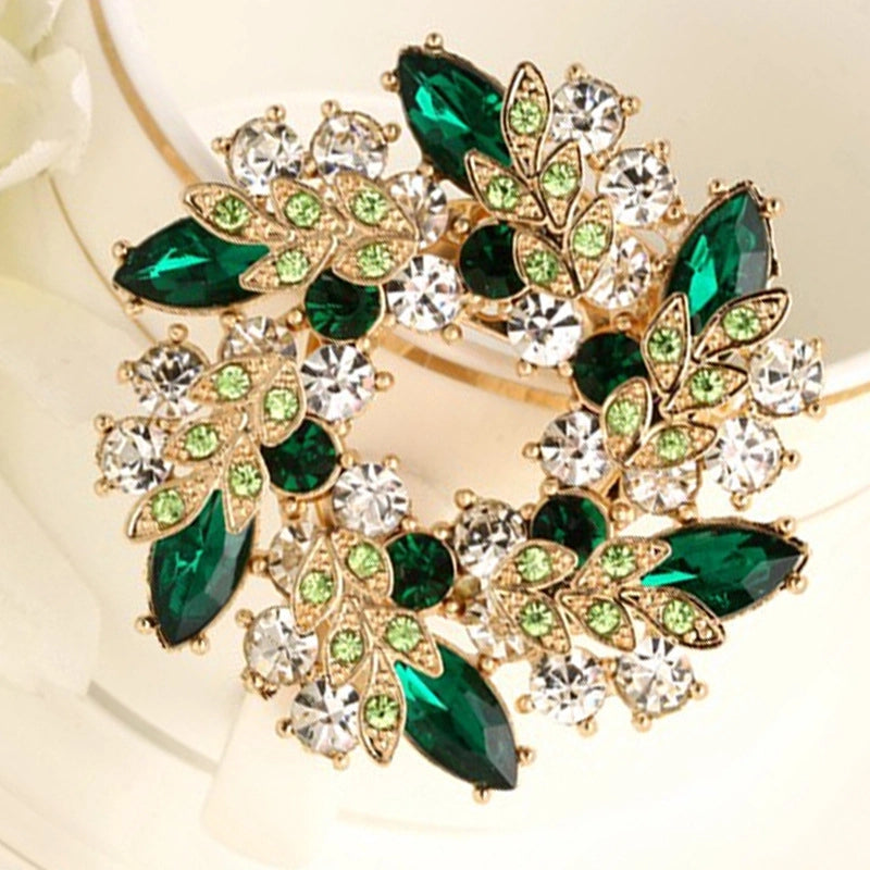 Spot Fashion High-end Gifts Korean Style Corsage Jewelry Shiny Rhinestone Crystal Bauhinia Flower Women Ring Brooch