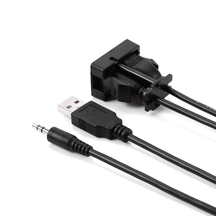 Dash USB Port Panel 3.5mm AUX USB Extension Cable for Toyota Camry Corolla