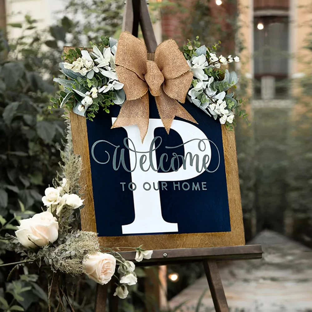 Creative square letters wooden wreath garden wedding decoration