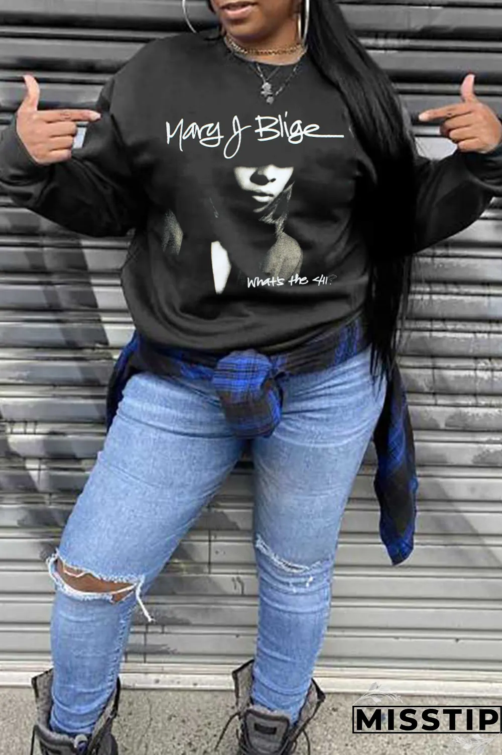 Black Vintage Print Patchwork O Neck Tops