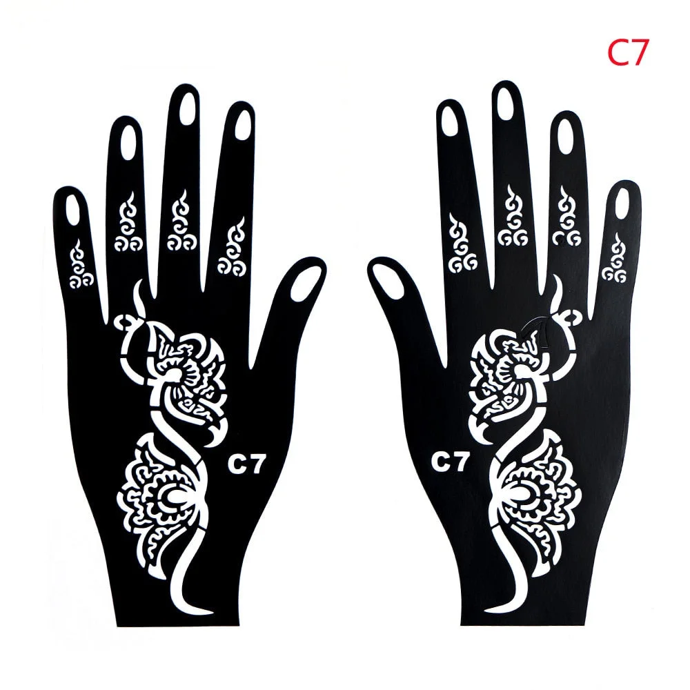 1PC Multiple Professional Henna Stencil Temporary Hand Tattoo Body Art Sticker Template Wedding Tool India Flower Tattoo Stencil