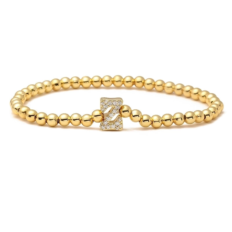 Vintage Style Minimalist Classic Style Letter Copper Zircon 18K Gold Plated Inlay Bracelets