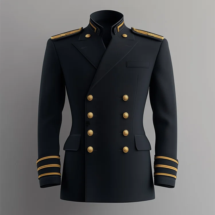 Okaywear Stand-up Lapel Collar Double Breasted Cuff Stripes Blazer Okaywear