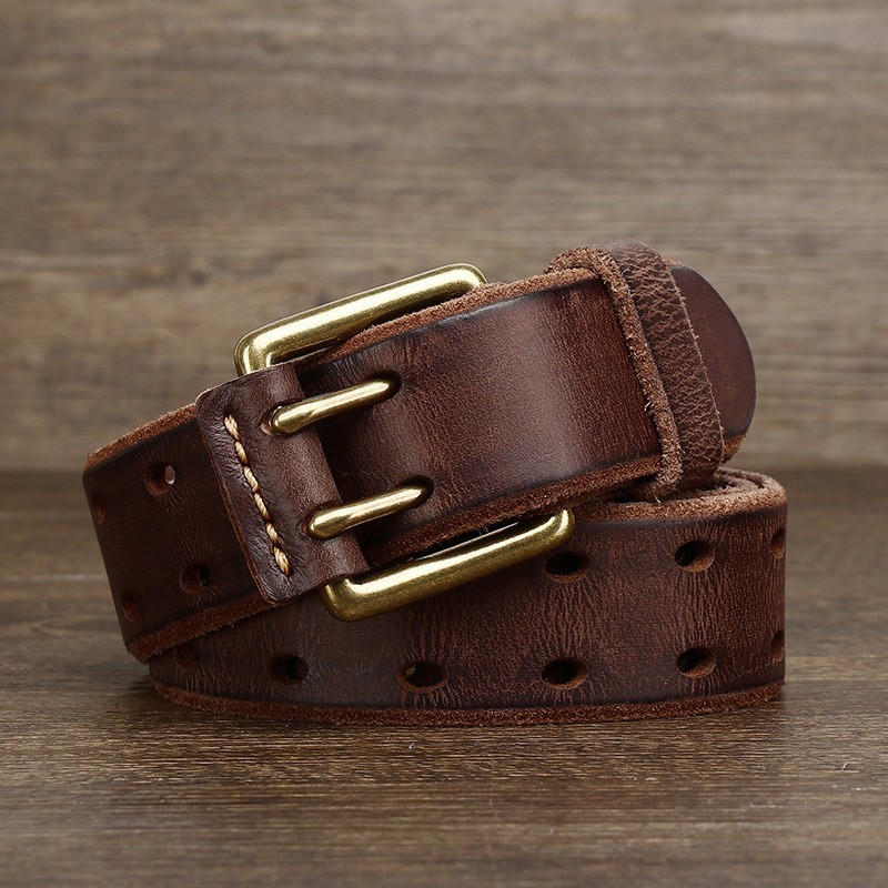 Men's Casual Vintage No-punch Needle Buckle Smooth Top Layer Cowhide Belt DANRRIO.COM DANRRIO