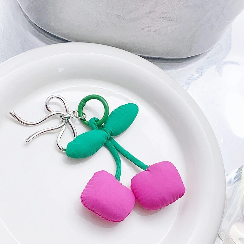 Cute Cherry Alloy Cotton Bag Pendant Keychain