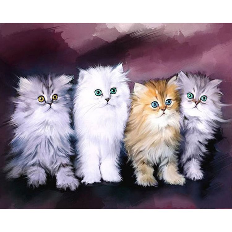Cat Family  Full Round Diamond Painting 40*30cm