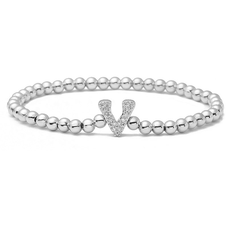 Vintage Style Minimalist Classic Style Letter Copper Zircon 18K Gold Plated Inlay Bracelets