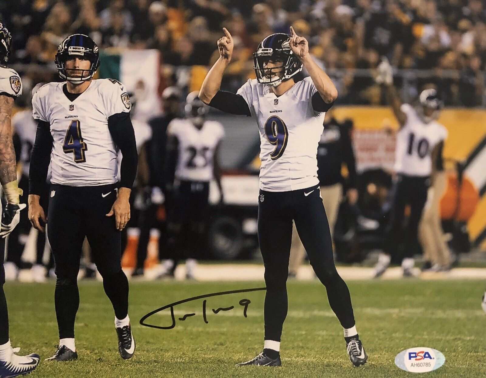 Justin Tucker Signed Autographed Baltimore Ravens 8x10 Photo Poster painting Longhorns Psa/Dna