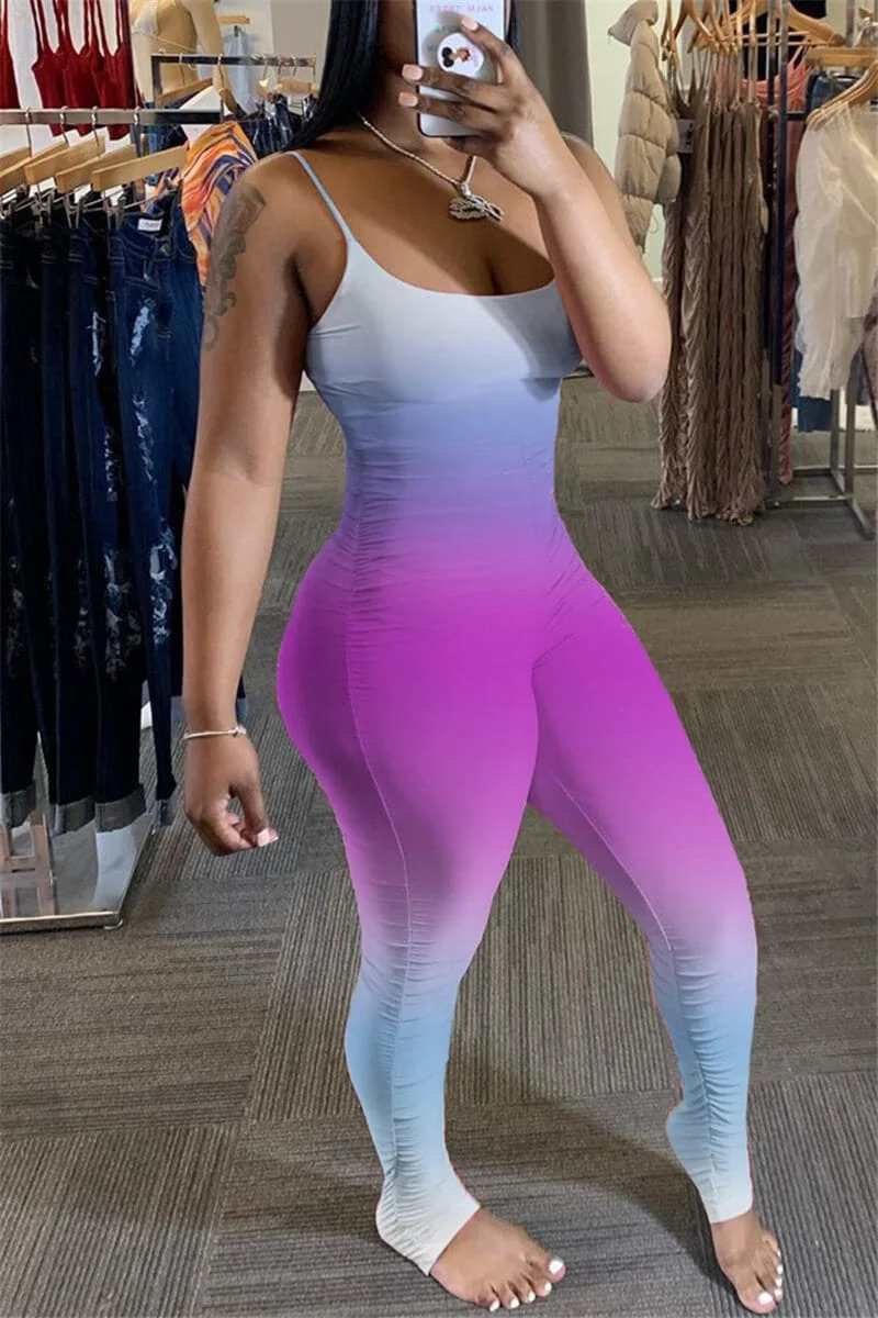 Sexy Fashion Printed Sling Slim Jumpsuit